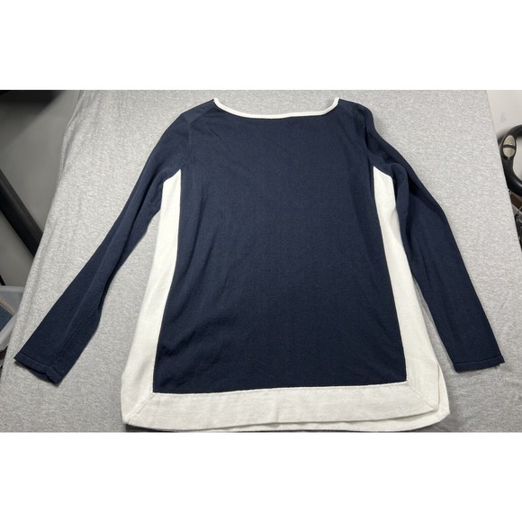 346”Brooks Brothers Navy White Crewneck Thin Sweater size medium womens - Picture 8 of 8